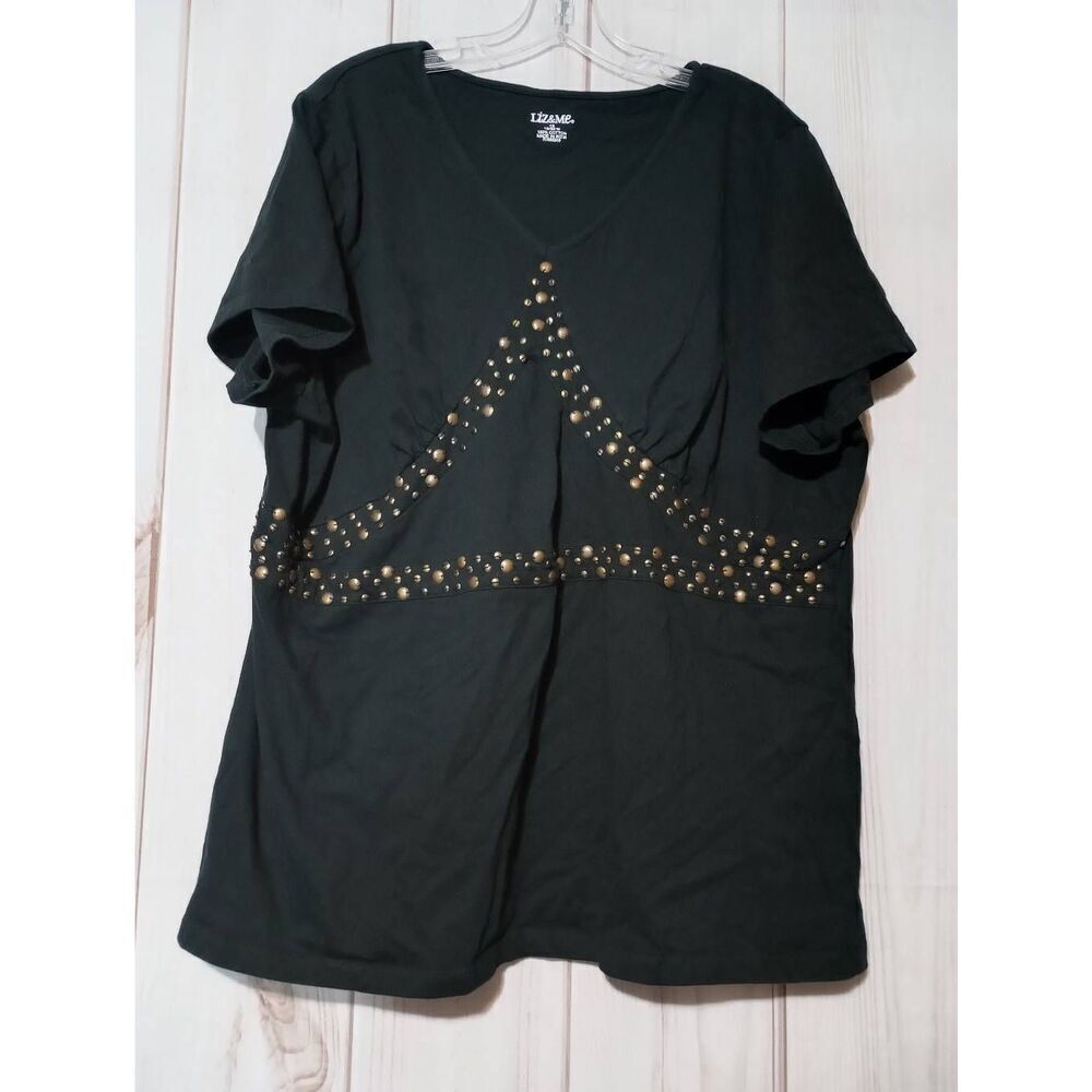 Liz and Me Shirt Ladies 1x Black Studded Biker Gothic